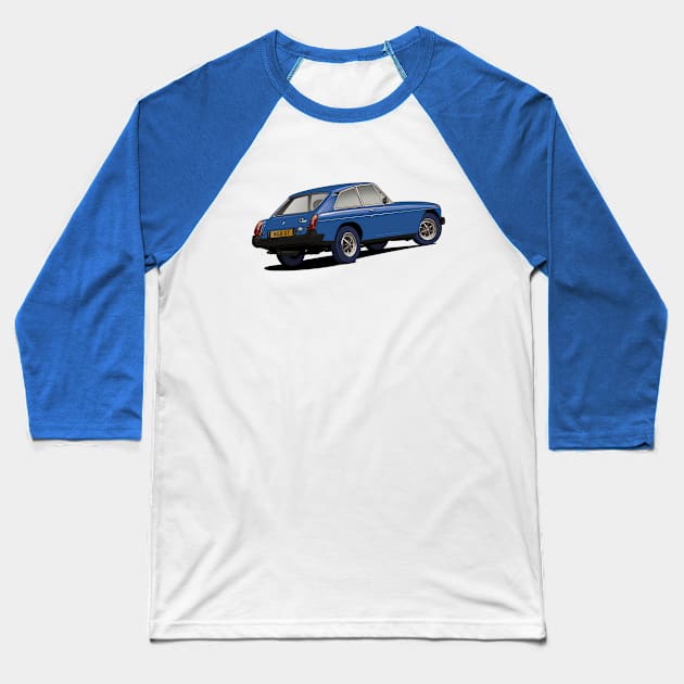 Blue 1975 MGB GT Coupe rear Baseball T-Shirt by Webazoot